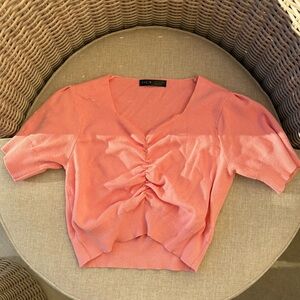 Peach Ruched Crop Top